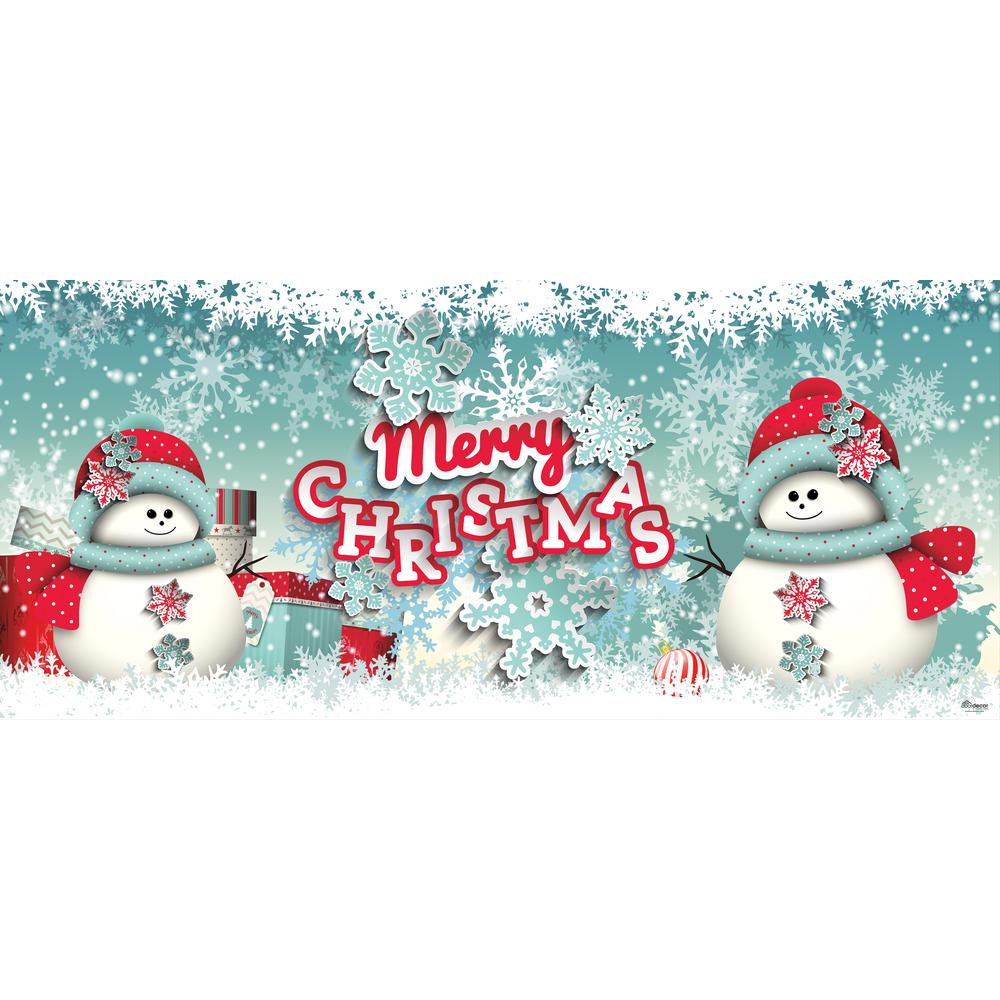 My Door Decor 7 Ft X 16 Ft Snowman Merry Christmas Outdoor Christmas Holiday Garage Door Banner Decor