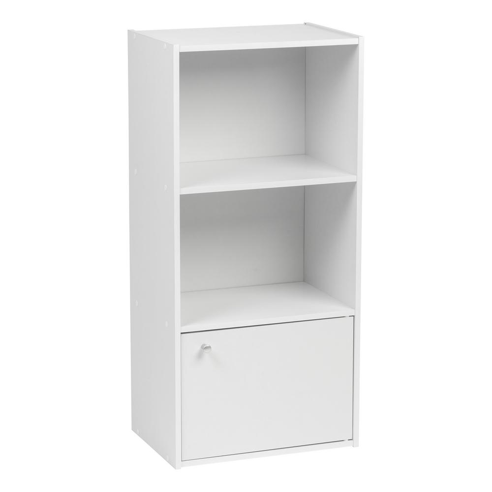 Iris White 3 Tier Wood Storage Shelf With Door 596324 The Home Depot
