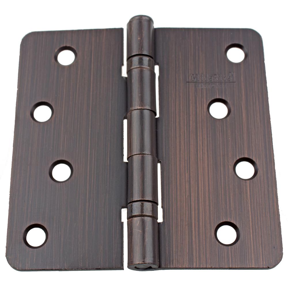GlideRite 4 in. Oil Rubbed Bronze Steel BallBearing Door Hinges 1/4 in. Corner Radius with
