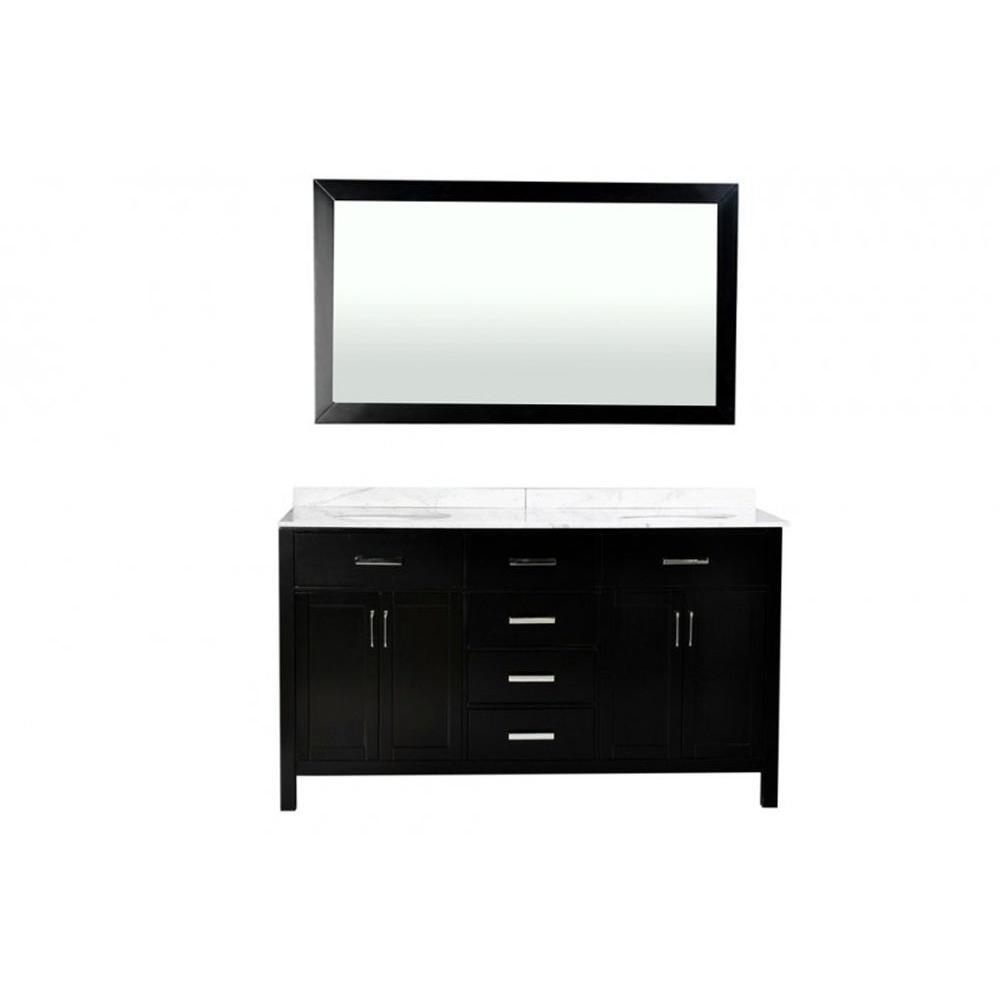 Belmont Decor Hampton 61 In W X 21 5 D Vanity Espresso With Marble Top Carrara White Basinirror