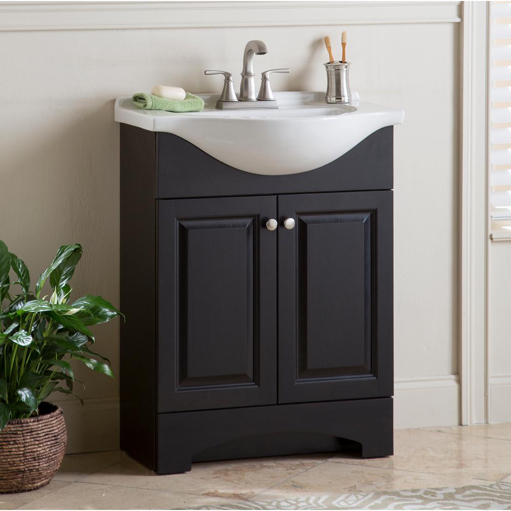 Glacier Bay Chelsea 26 In W X 36 In H X 18 In D Bathroom Vanity In Charcoal With Porcelain Vanity Top In White With White Sink Ch24p2 Cl The Home Depot