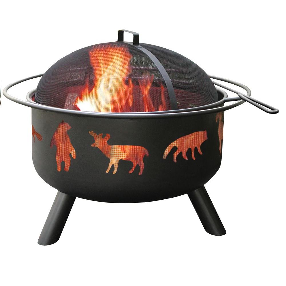 Landmann 24 In Big Sky Wildlife Fire Pit Black With Cooking Landmann 24 In Big Sky Wildlife Fire Pit Black With Cooking Grate