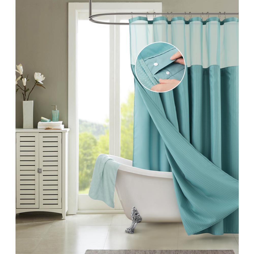 Dainty Home Complete 72 In Aqua Shower Curtain CSCDLAQ The Home Depot   Aqua Dainty Home Shower Curtains Cscdlaq 64 600 