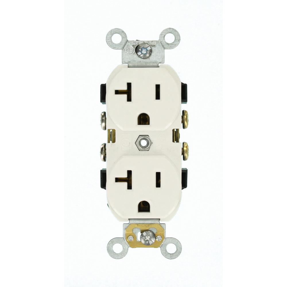 Leviton 20 Amp Commercial Grade Self Grounding Duplex Outlet, White-CR020-W - The Home Depot
