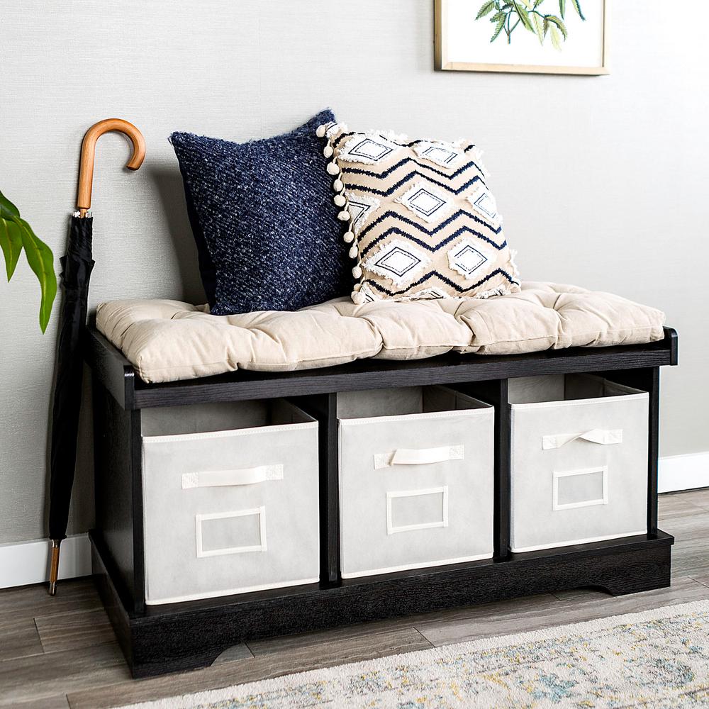 Walker Edison Furniture Company Black Storage BenchHD42STCBL The