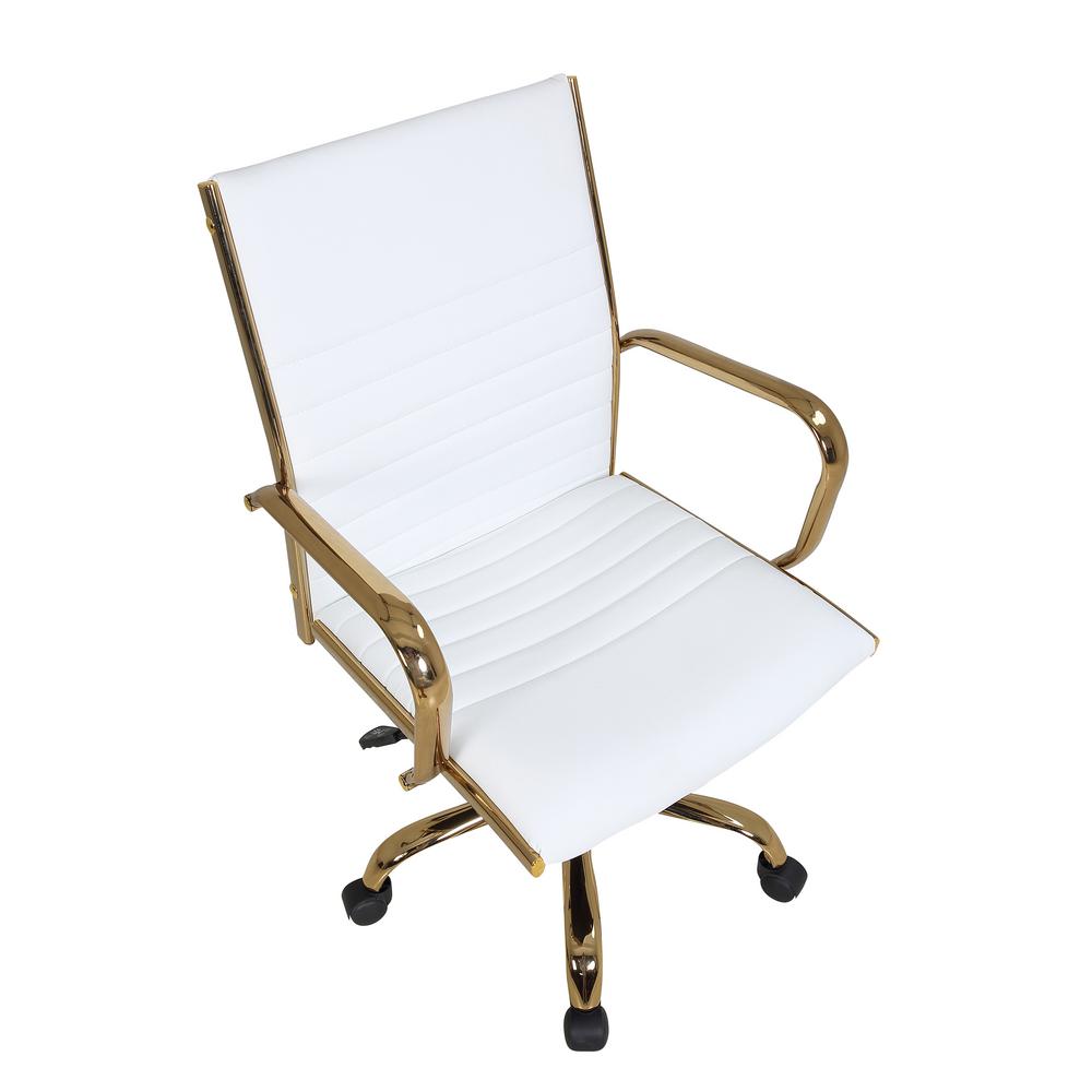Lumisource Master Gold With White Faux Leather Adjustable Office Chair Oc Mstr Au W The Home Depot