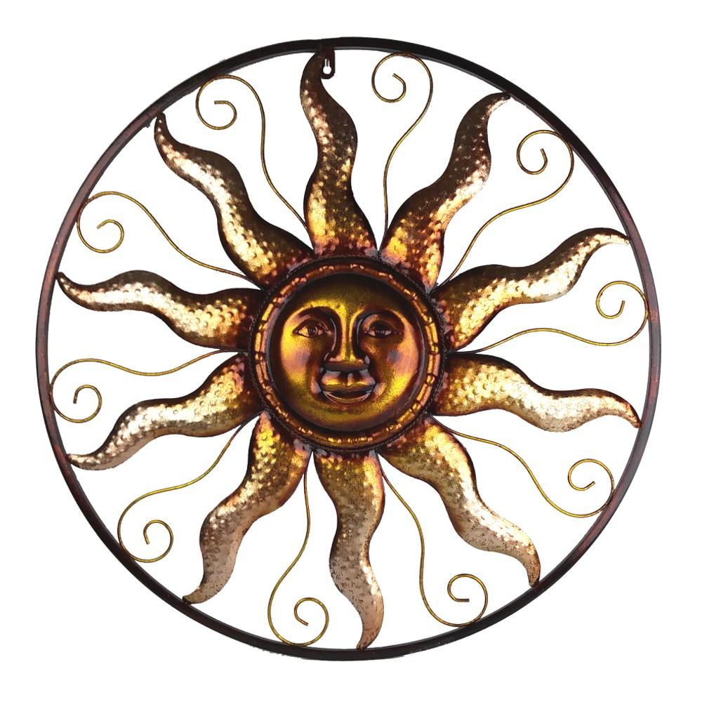 Sun Wall Art Outdoor Decor The Home Depot Steel Bronze Sun Decorative Wall Art