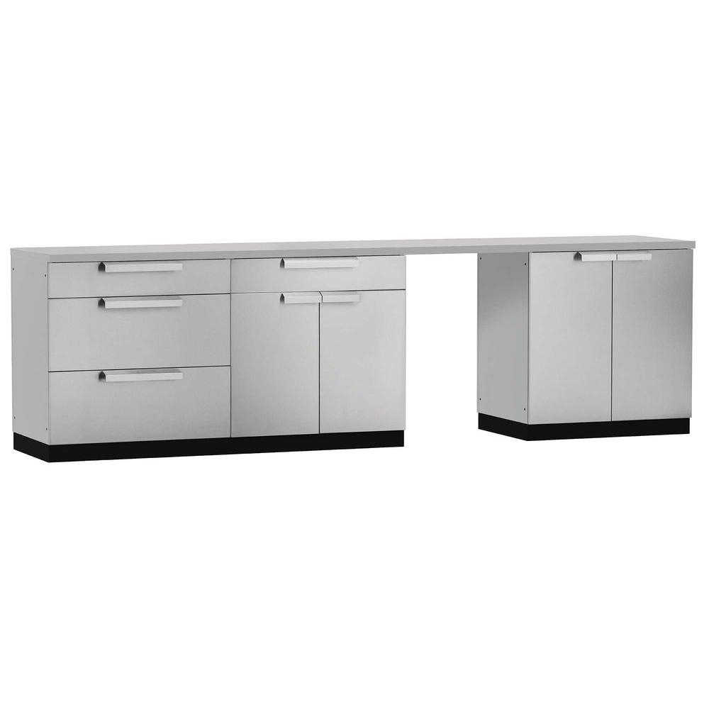 Interior Stainless Steel Outdoor Kitchen Cabinets newage products aluminum slate 5 piece 120x360x24 in outdoor customer reviews