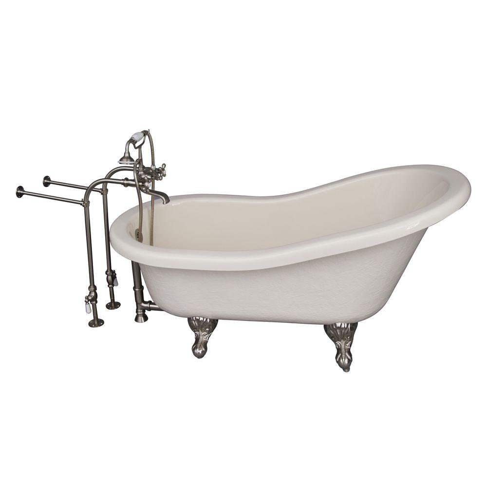 Barclay Products 5 ft. Acrylic Ball and Claw Feet Slipper Tub in Bisque with Brushed Nickel