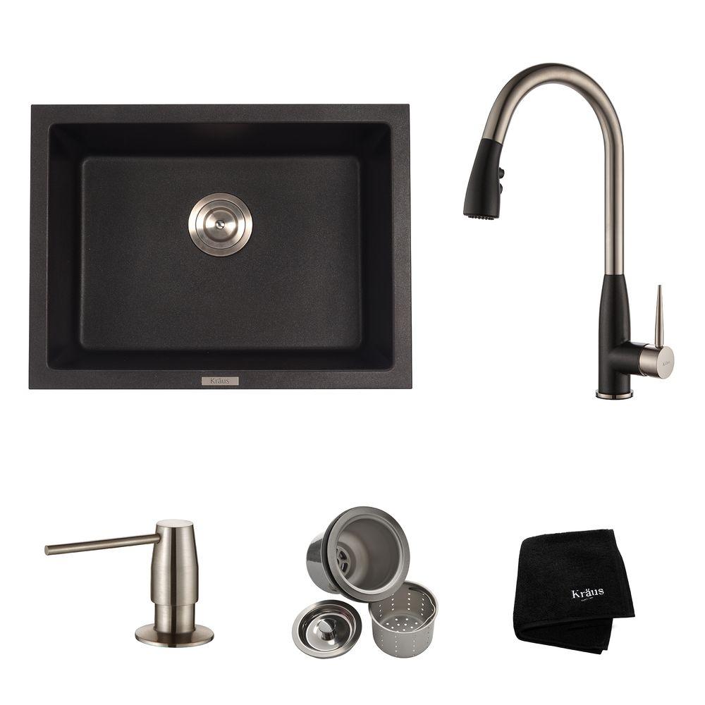 KRAUS All In One Drop In Undermount Granite Composite 24 In KRAUS All In One Drop In Undermount Granite Composite 24 In