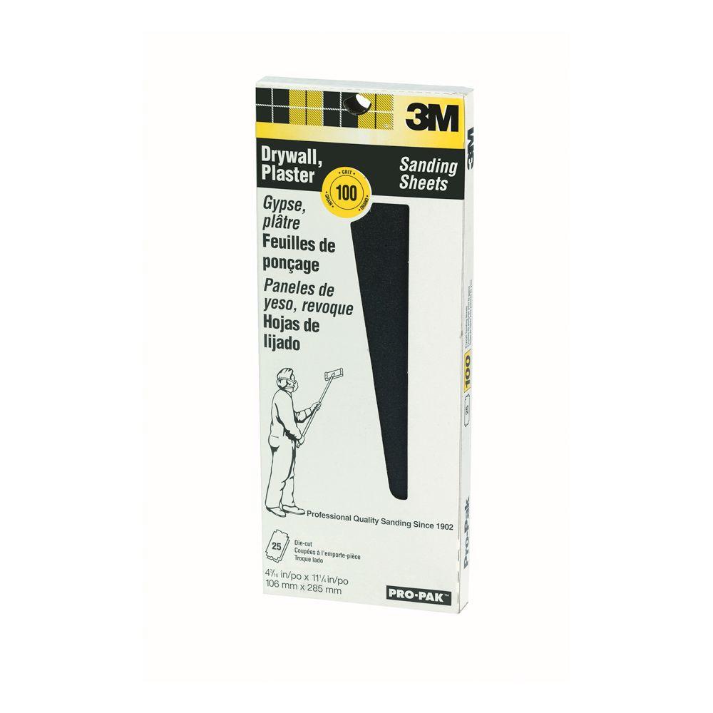 3M ProPak 43/16 in. x 111/4 in. 100C Grit Drywall Sanding Sheet (25