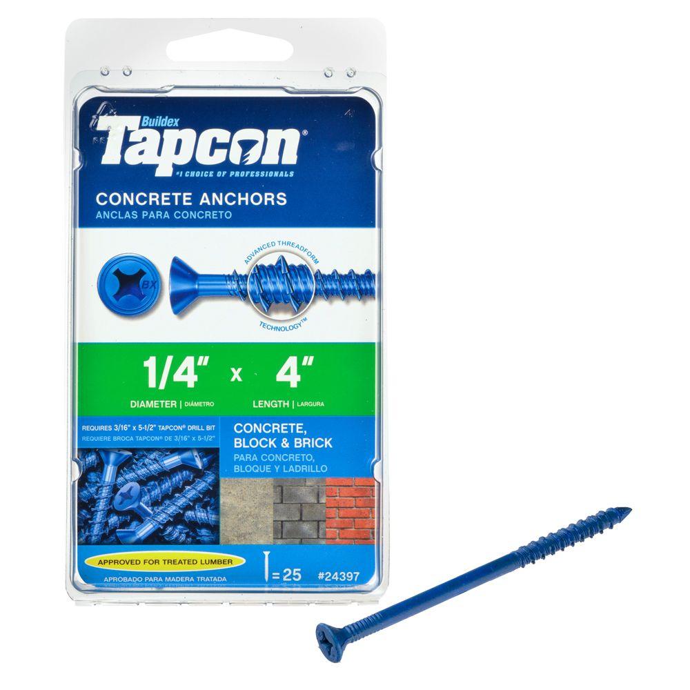 Tapcon 1/4 in. x 4 in. PhillipsFlatHead Concrete Anchors (25Pack