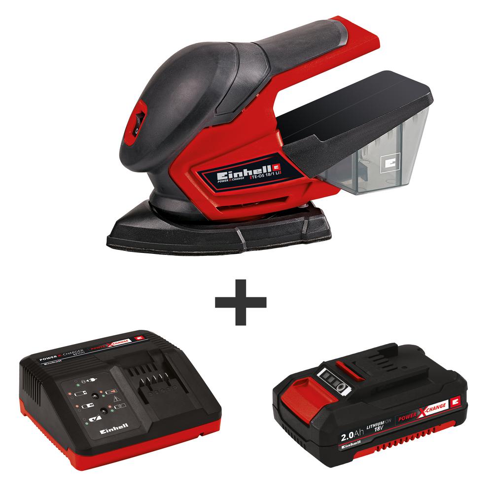Einhell 18Volt Power XChange Cordless 4 in. Corner Palm Sander Kit with 2.0 Ah Battery Plus