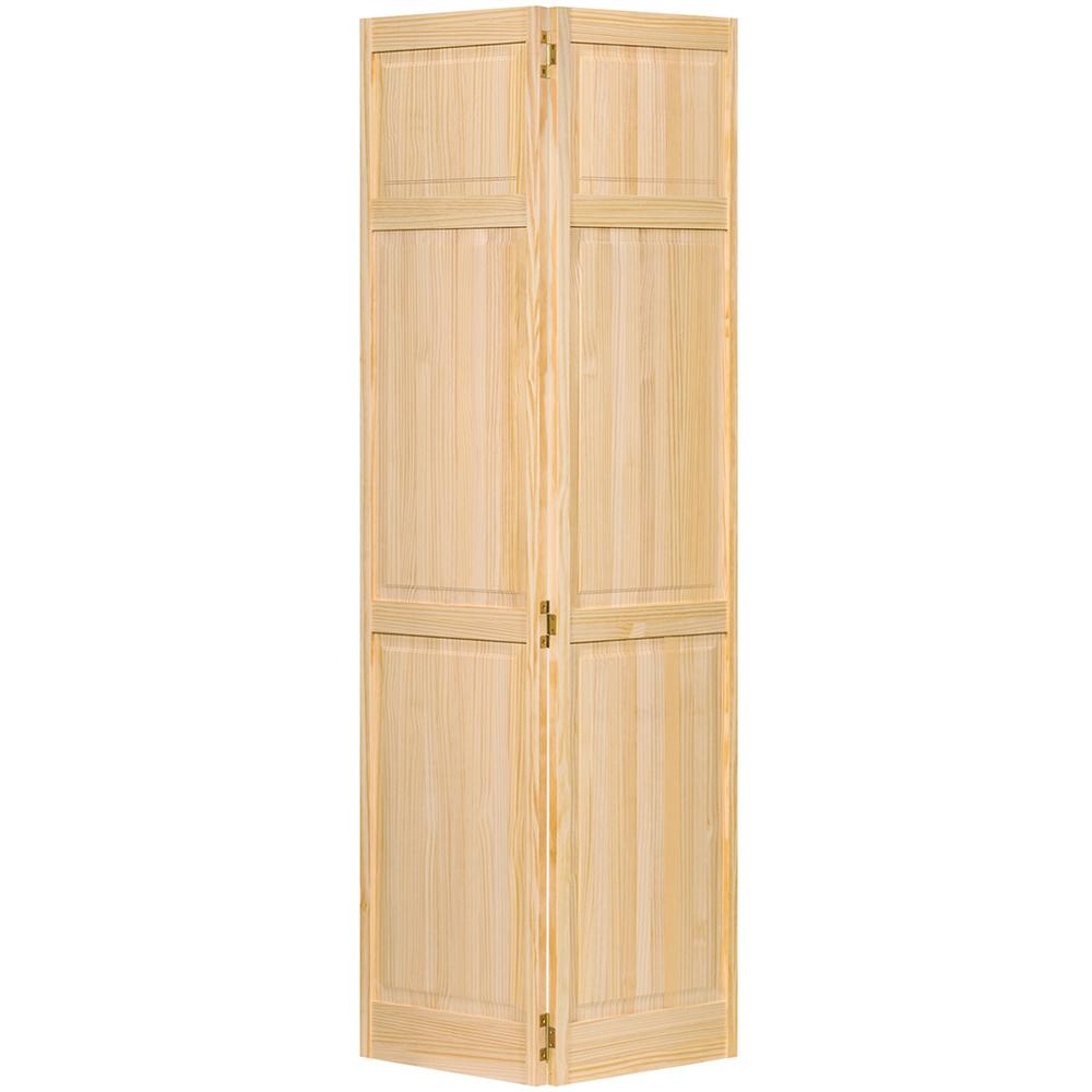 32 In X 84 In 6 Panel Solid Wood Core Pine Interior Closet Bi Fold Door