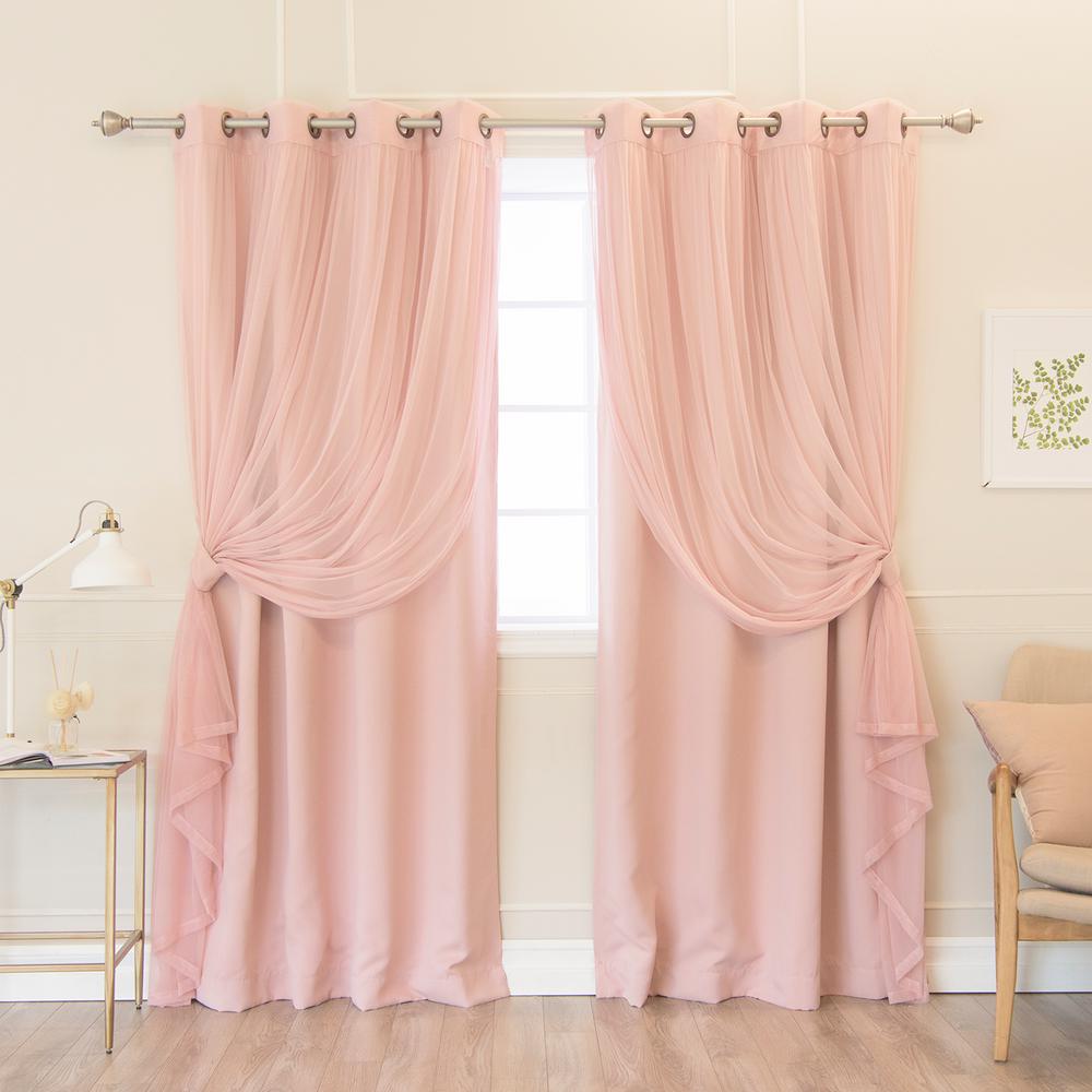 Best Home Fashion 84 In L Umixm Dusty Pink Tulle And Blackout Umixm Dusty Pink Tulle And Blackout