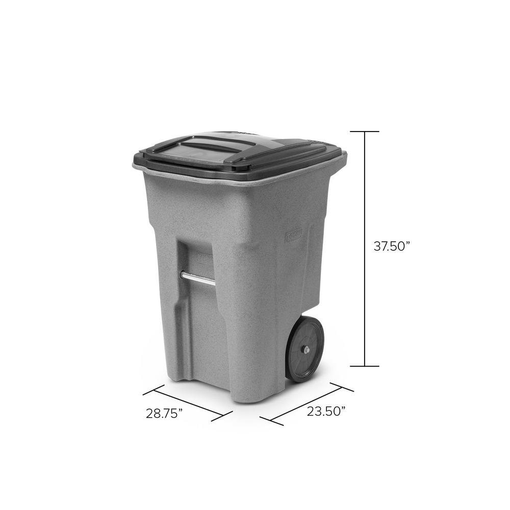 Toter 48 Gal Greenstone Trash Can With Wheels And Attached Lid 79248 R2968 The Home Depot
