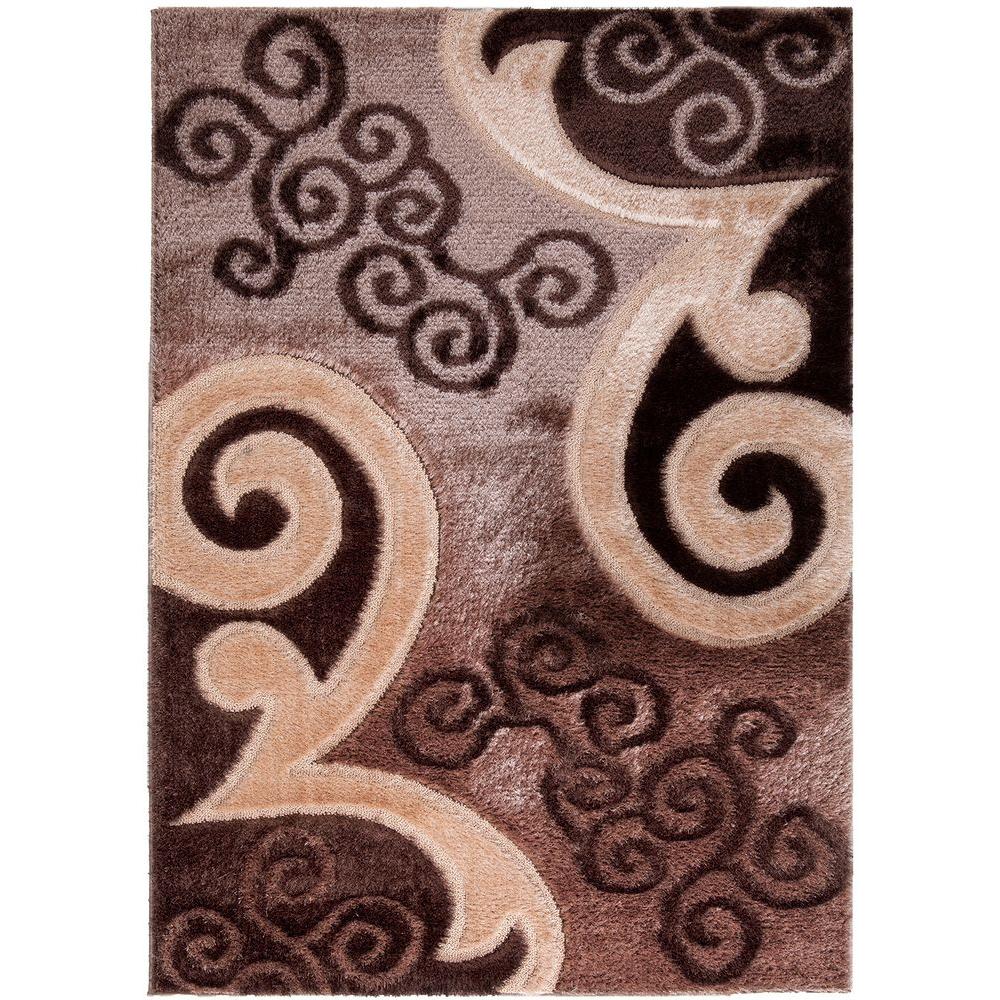 Ottomanson Casa Regina Collection Contemporary Scrolls Design Ottomanson Casa Regina Collection Contemporary Scrolls Design Brown 5 Ft 3 In X 7