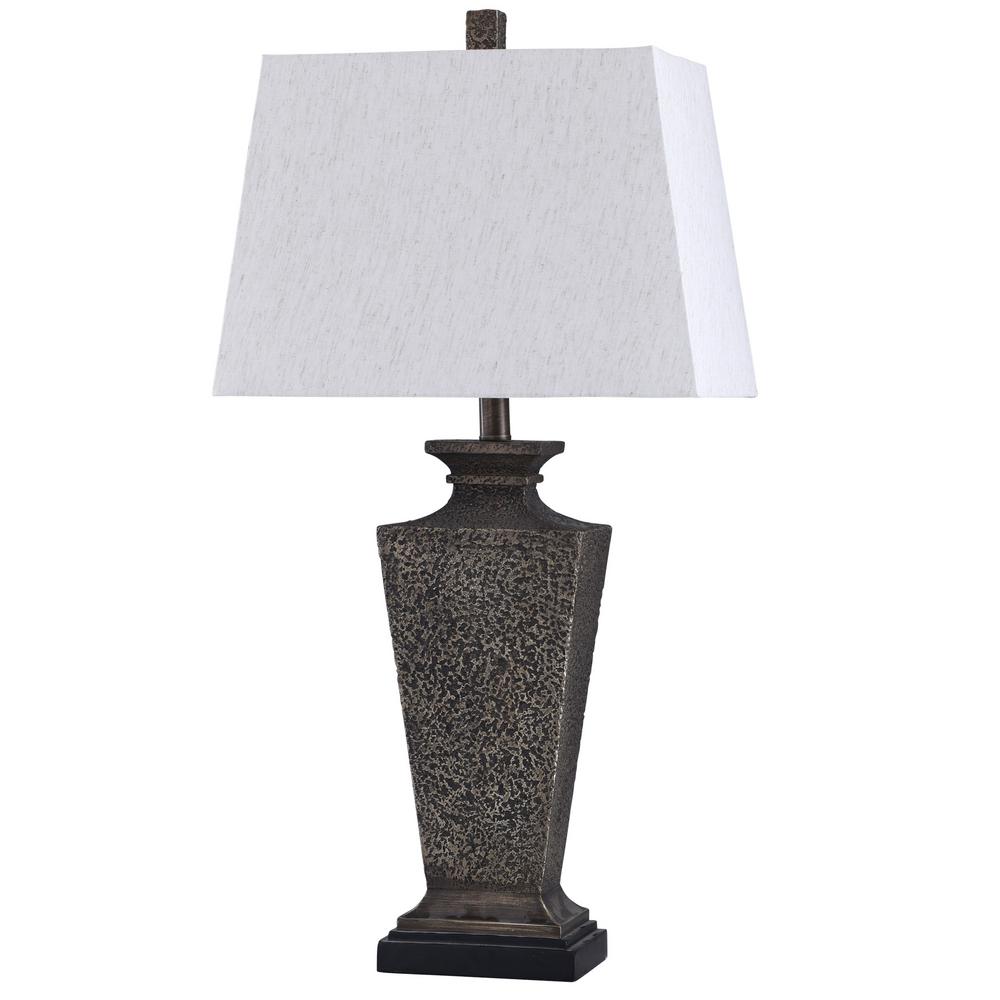 StyleCraft 31 in. Bossier Bronze Table Lamp with White ...