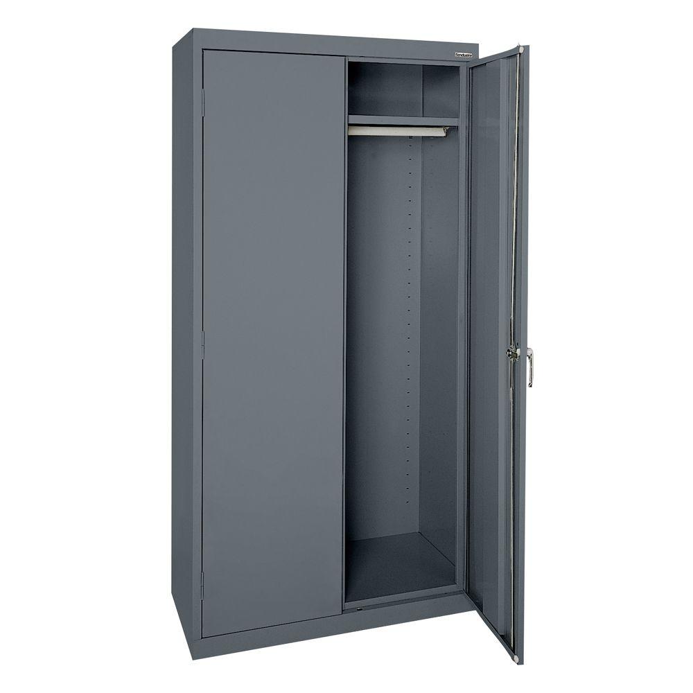 Edsal 66 In H X 30 In W X 18 In D Steel Freestanding Wardrobe Cabinet In Tan 6601tn The Home Depot