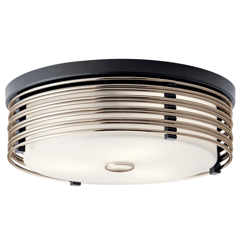 Kichler Bensimone 15 25 In 2 Light Black Flush Mount Ceiling Light With Satin Etched Cased Opal 43293bk The Home Depot