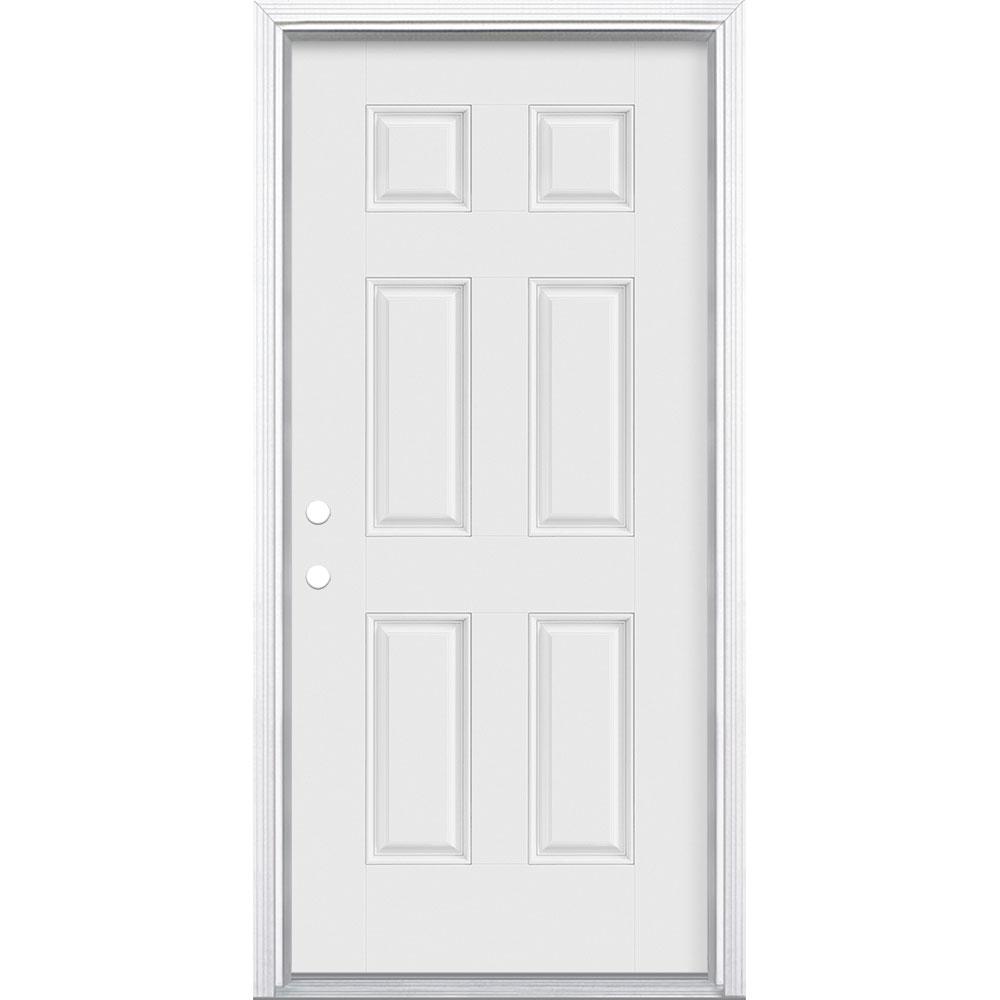 Masonite 32 in. x 80 in. 6-Panel Left Hand Inswing Primed Smooth ...