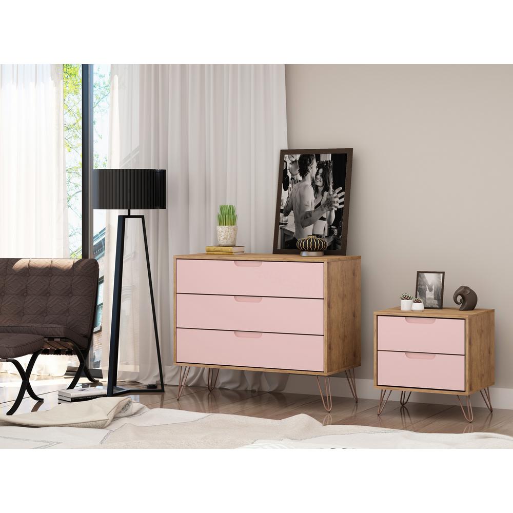 Luxor Intrepid 5 Drawer Nature And Rose Pink Mid Century Modern Rose Pink Mid Century Modern