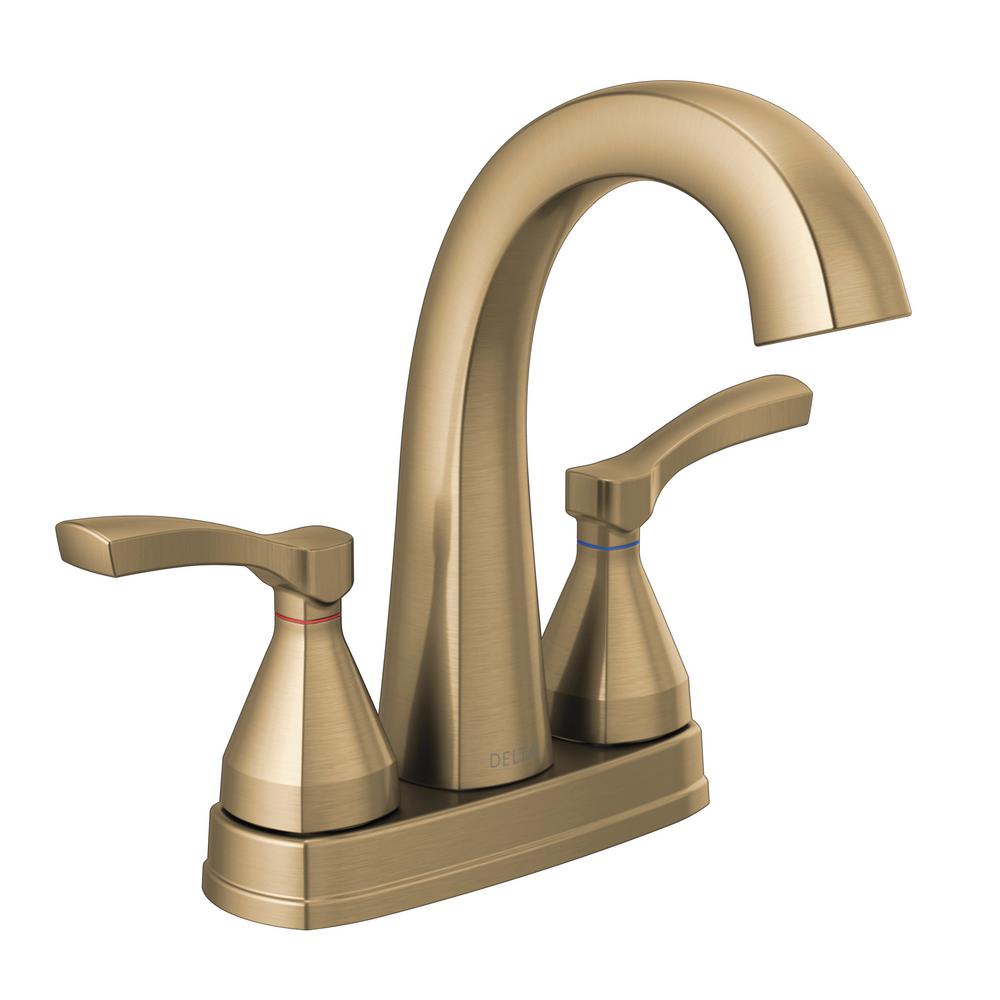 Delta Stryke 4 in. Centerset 2-Handle Bathroom Faucet in Champagne ...