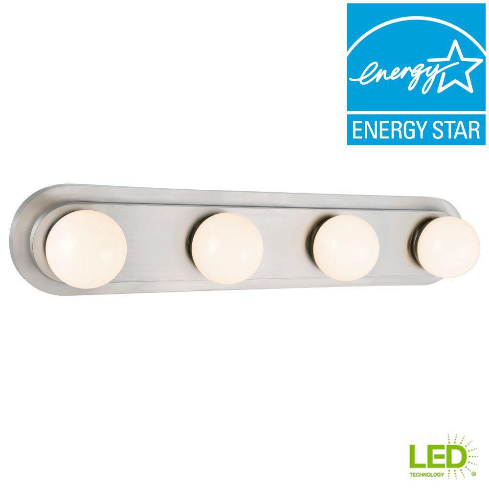 Hampton Bay 160 Watt Equivalent 4 Light Brushed Nickel Integrated Hampton Bay 160 Watt Equivalent 4 Light Brushed Nickel Integrated Led Hollywood Vanity