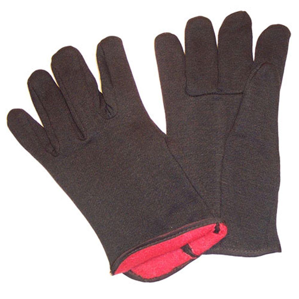 G & F Brown Jersey Gloves with Red Fleece Lined Large Winter Gloves Dozen4414LDZ The Home
