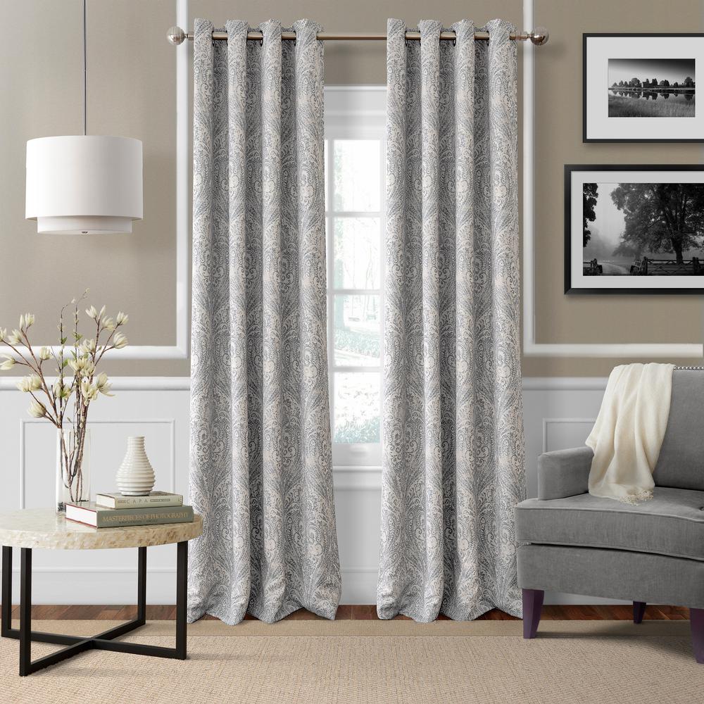 Elrene Blackout Julianne Gray Window Curtain Panel 52 In Elrene Blackout Julianne Gray Window Curtain Panel 52 In W X 95 L 026865854367 The Home Depot