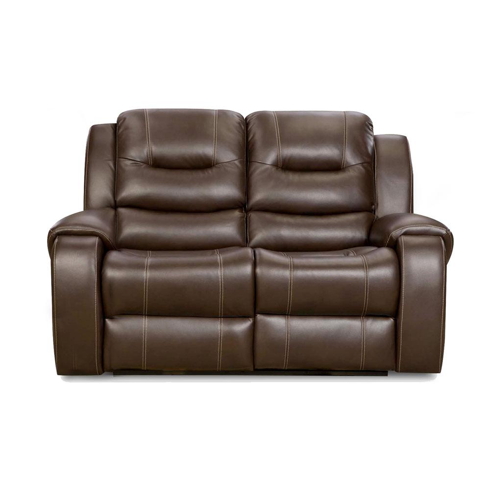 Cambridge Clark 65 In Umber Faux Leather 2 Seater Reclining Loveseat With Round Arms 98501rr Co The Home Depot