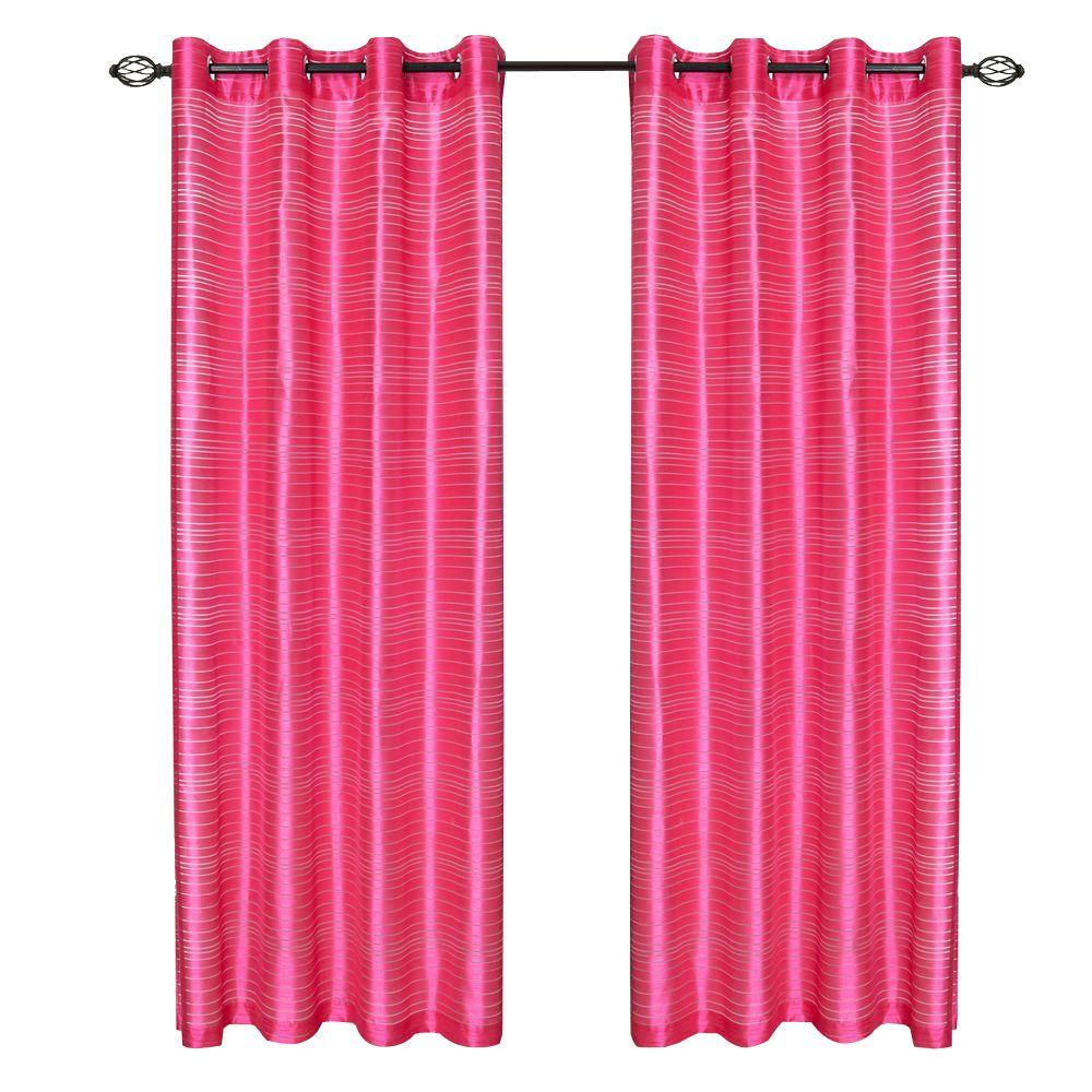 Lavish Home Fuschia Maggie Grommet Curtain Panel 108 In Length