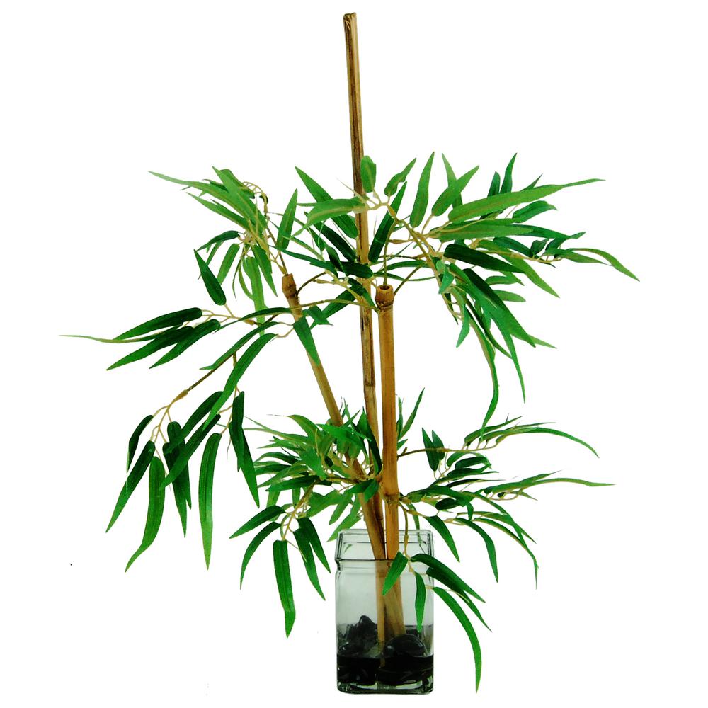26 in. Bamboo Stalks in a Glass Vase Silk Plant11W206 The Home Depot