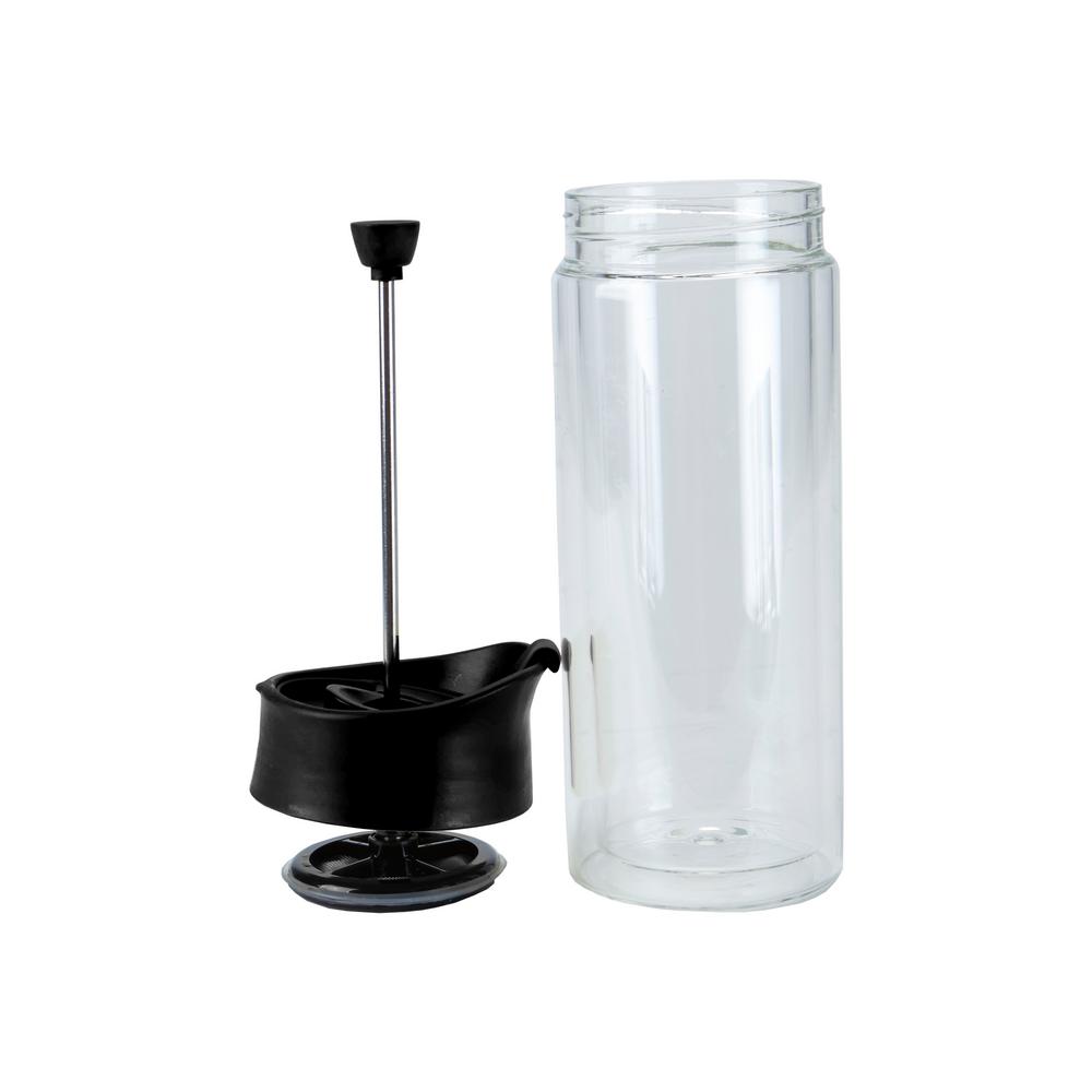 Mind Reader 15 oz. Clear French Press Travel Mug with Black topFRMUG