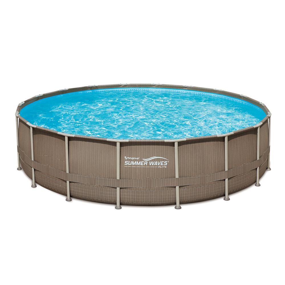 Summer Waves Elite 18 Ft Round 52 In Deep Elite Metal Frame Pool W Sand Filter Cover Surestep Ladder And Maint Kit P4j018523 The Home Depot