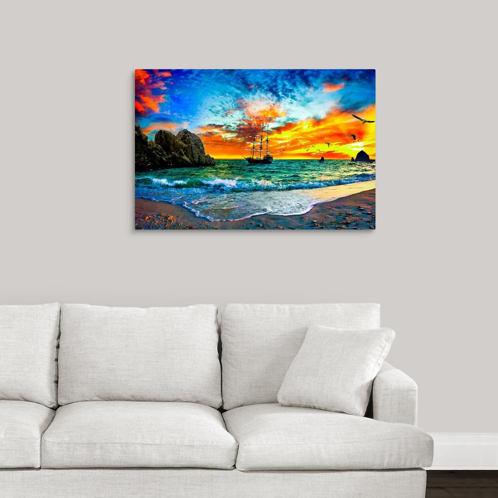 LIGHT HOUSE SUNSET CANVAS WALL ART PRINTS PICTURES PHOTO HOME DECOR MODERN ART