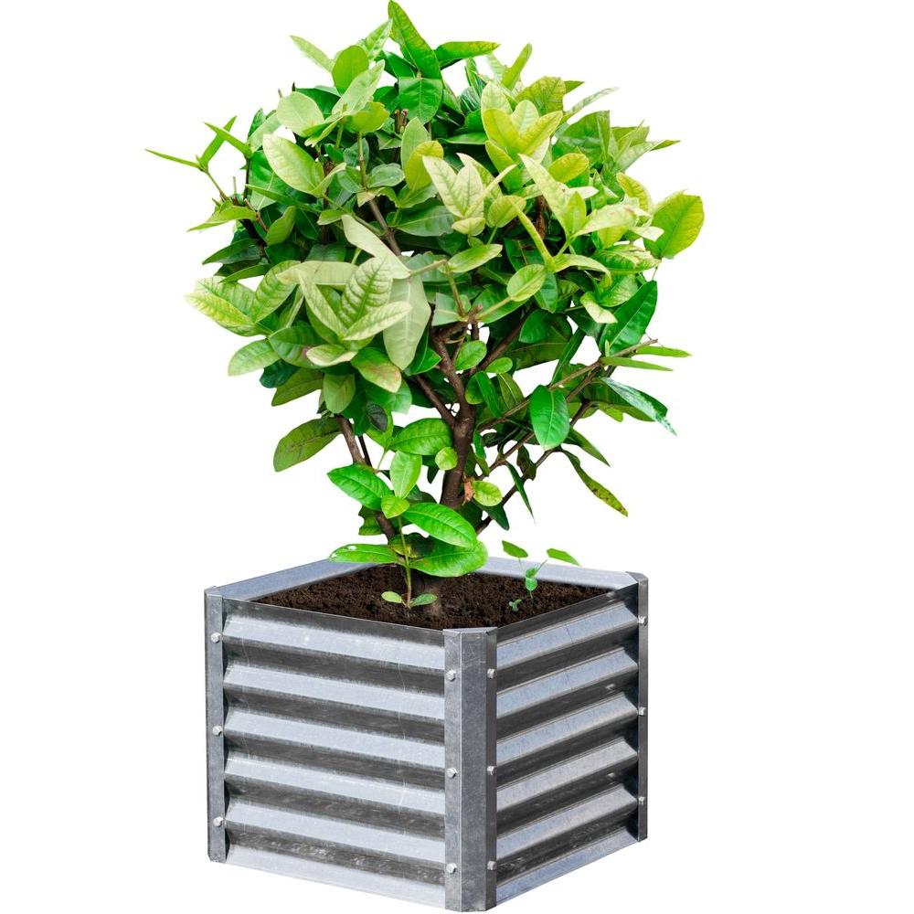 Earthmark Alto Series 22 In X 22 In X 17 In Square Galvanized Metal Planter