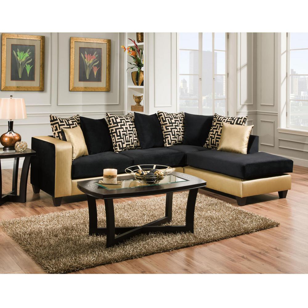 Riverstone Implosion Black Velvet Sectional