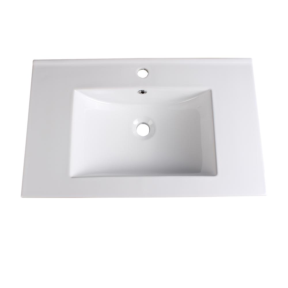 Fresca Torino 30 In Drop In Ceramic Bathroom Sink In White With Integrated Bowl