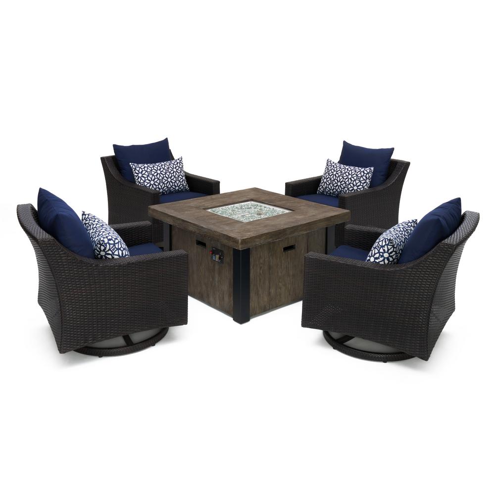 Stain Resistant Blue Lounge Chair Fire Pit Sets