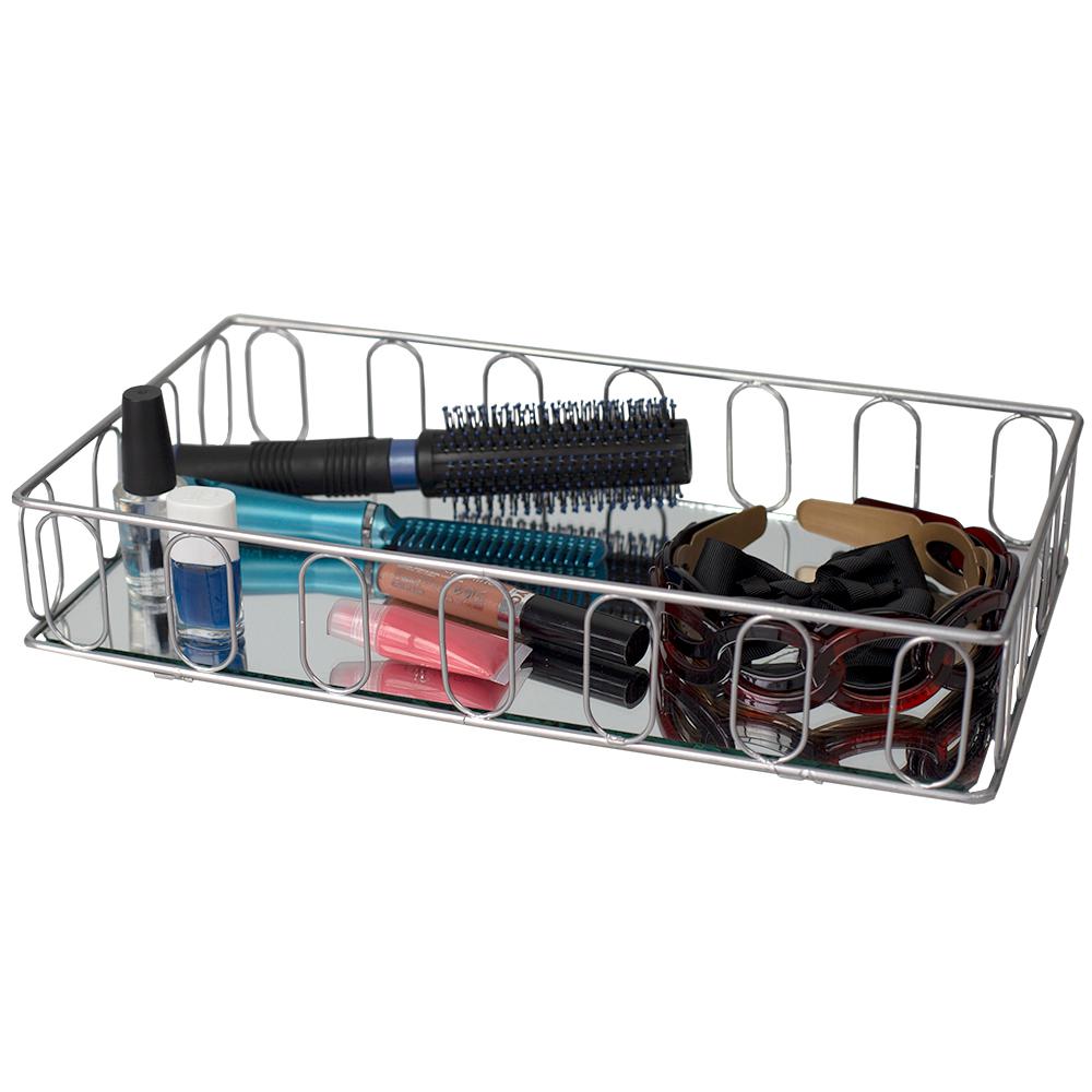 Unity Mirrored Vanity Tray In Silver