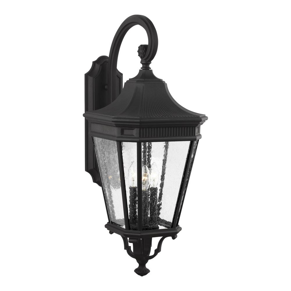 Feiss Cotswold Lane Large 3 Light Black Outdoor 30 In Wall Mount Cotswold Lane Large 3 Light Black Outdoor 30 In Wall Mount Lantern