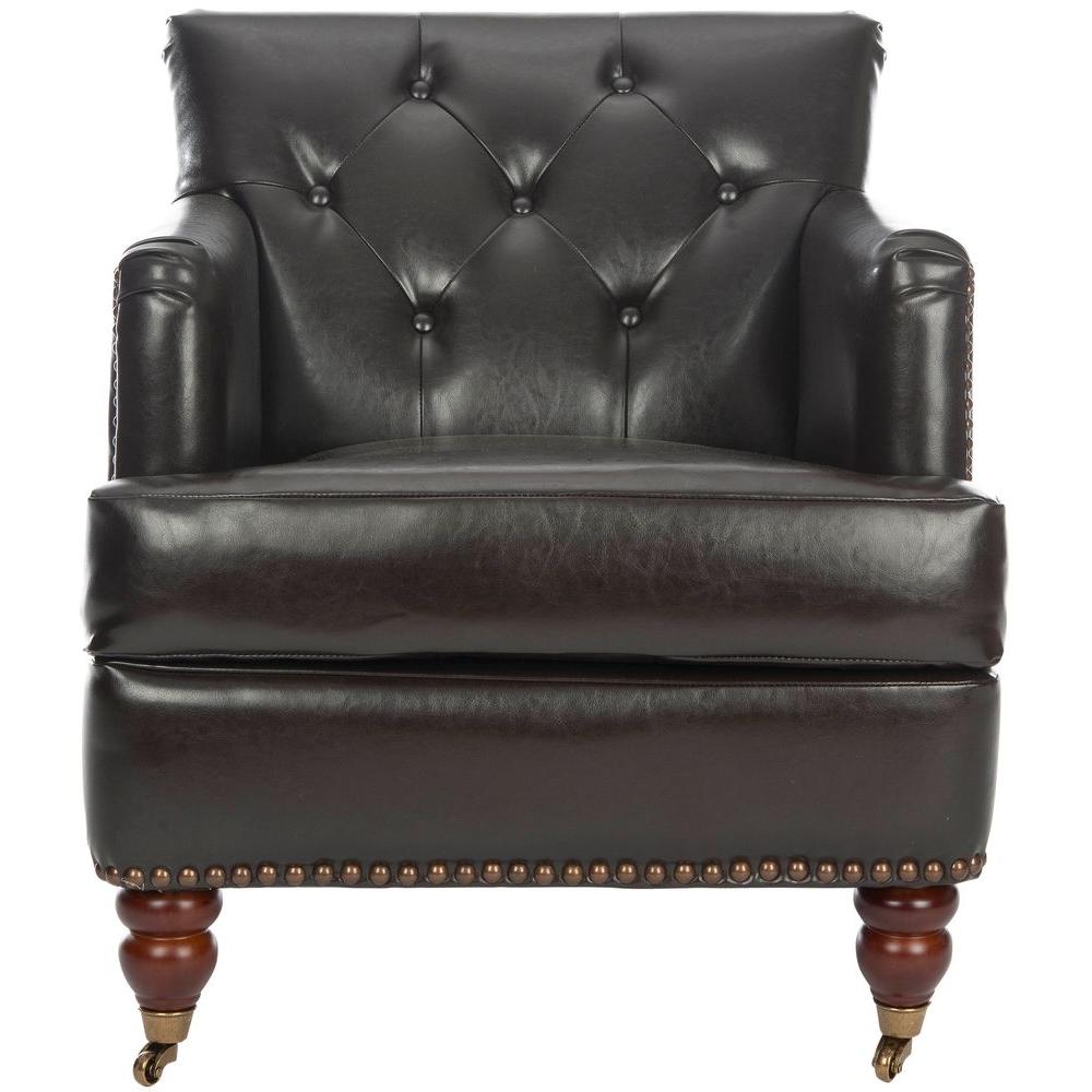Safavieh Colin Dark Brown Leather Arm Chair-HUD8212C - The Home Depot