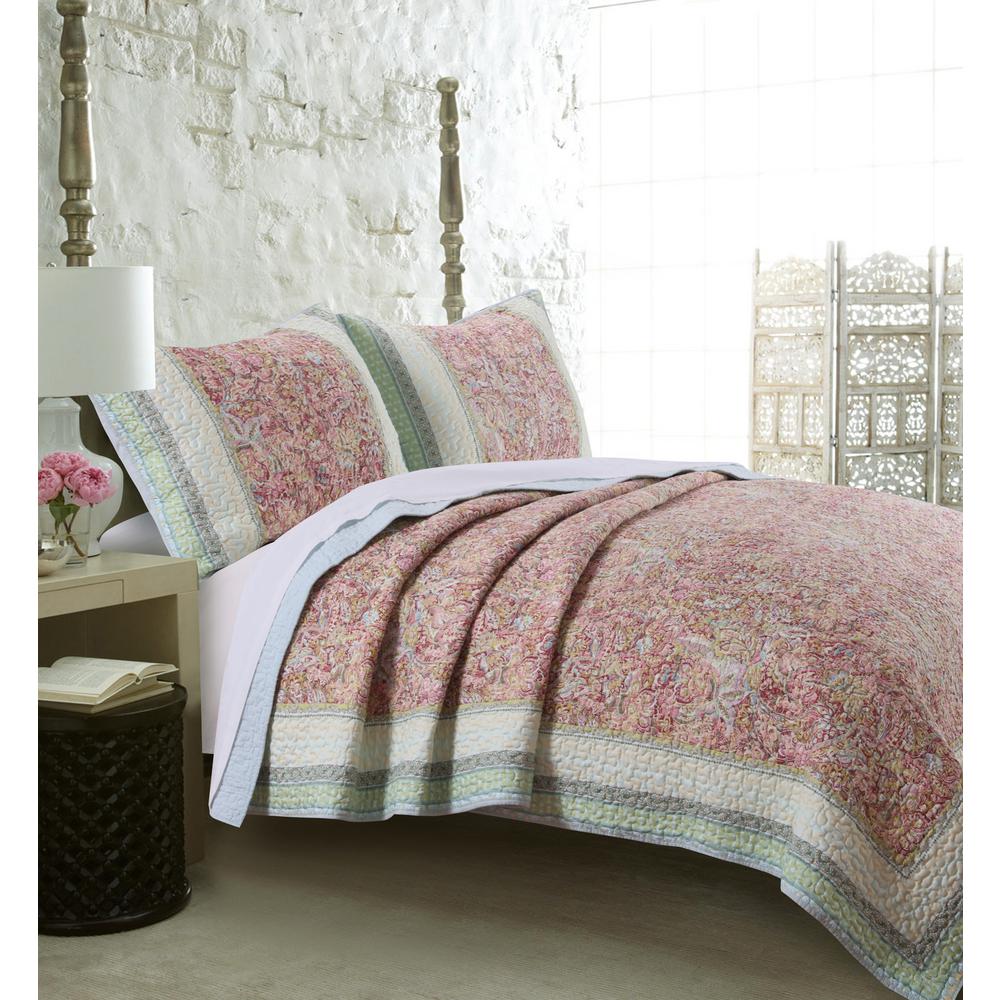 Greenland Home Fashions Palisades 3 Piece Pastel King Quilt Set Gl