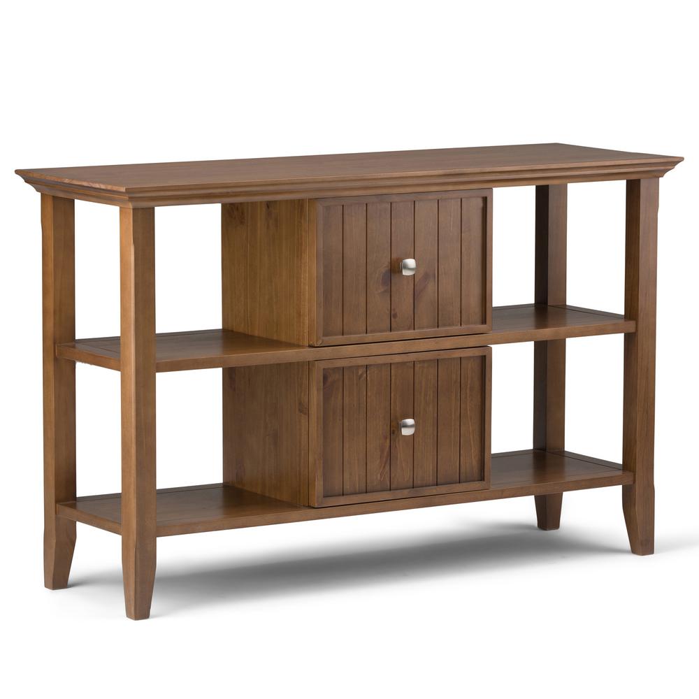 Simpli Home Acadian Medium Saddle Brown Storage Console TableAXWELL3