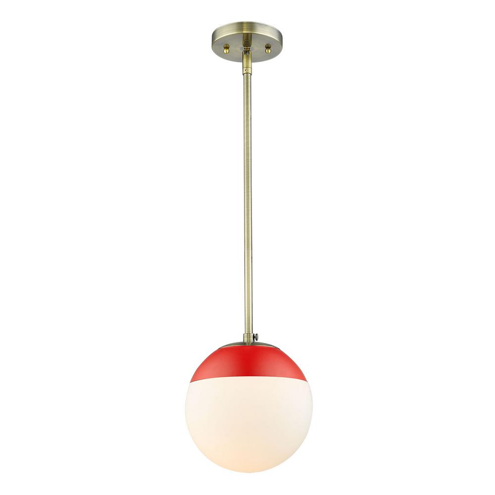 Golden Lighting Dixon 1 Light Aged Brass With Opal Glass And Red - Vesper Glass And Chrome Mini Pendant Light Golden Lighting Dixon 1 Light Aged Brass With Opal Glass And Red - Vesper Glass And Chrome Mini Pendant Light