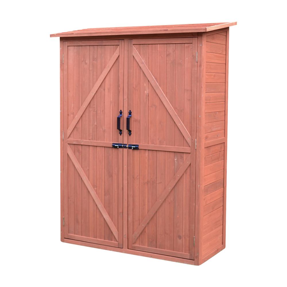 Leisure Season 49 In W X 21 D 64 H Medium Brown Cypress Multi Compartment Storage Shed Cabinet