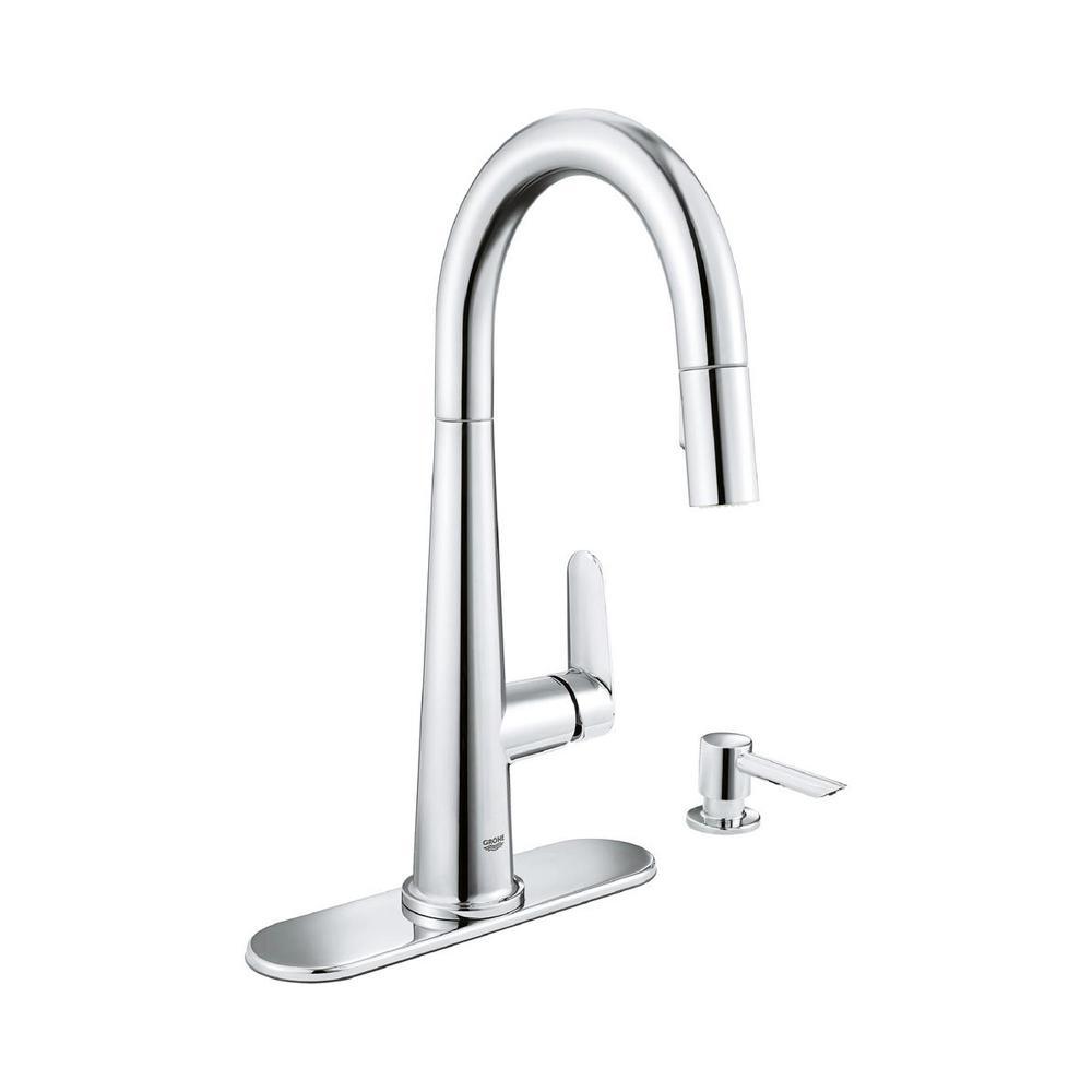 Chrome Grohe No Sensor Pull Down Faucets Kitchen Faucets