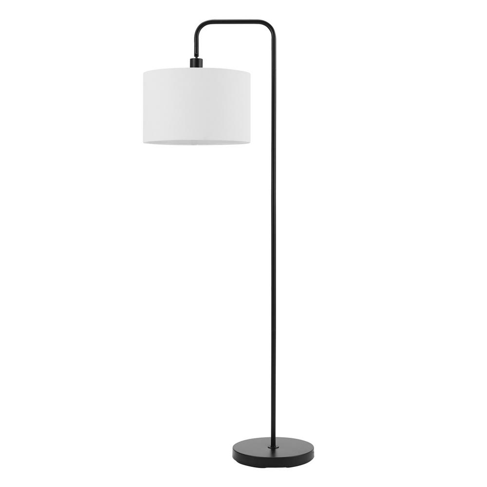 Globe Electric Barden 58 In Matte Black Floor Lamp With White Linen Shade