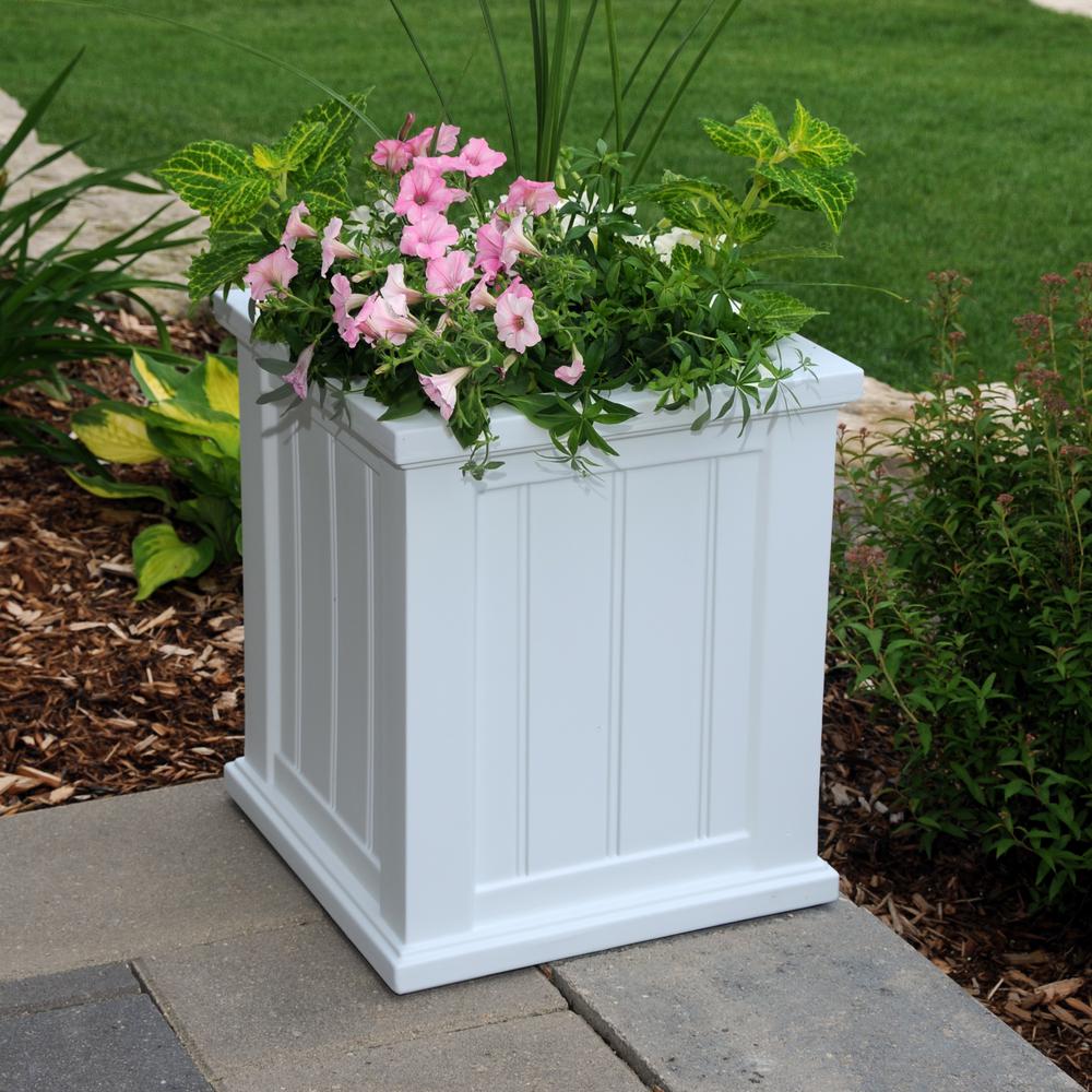 Mayne Self Watering Cape Cod 16 In Square White Plastic Planter Mayne Self Watering Cape Cod 16 In